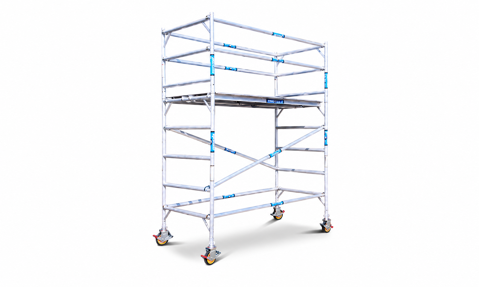 DIY Aluminium Mobile Stairway Scaffold Tower – Size: 1400(W) x 2.0(L) x 3.20 (H) - Platform Height - 2.20m, Over All Height 3.20m, Reaching Height 4.20m