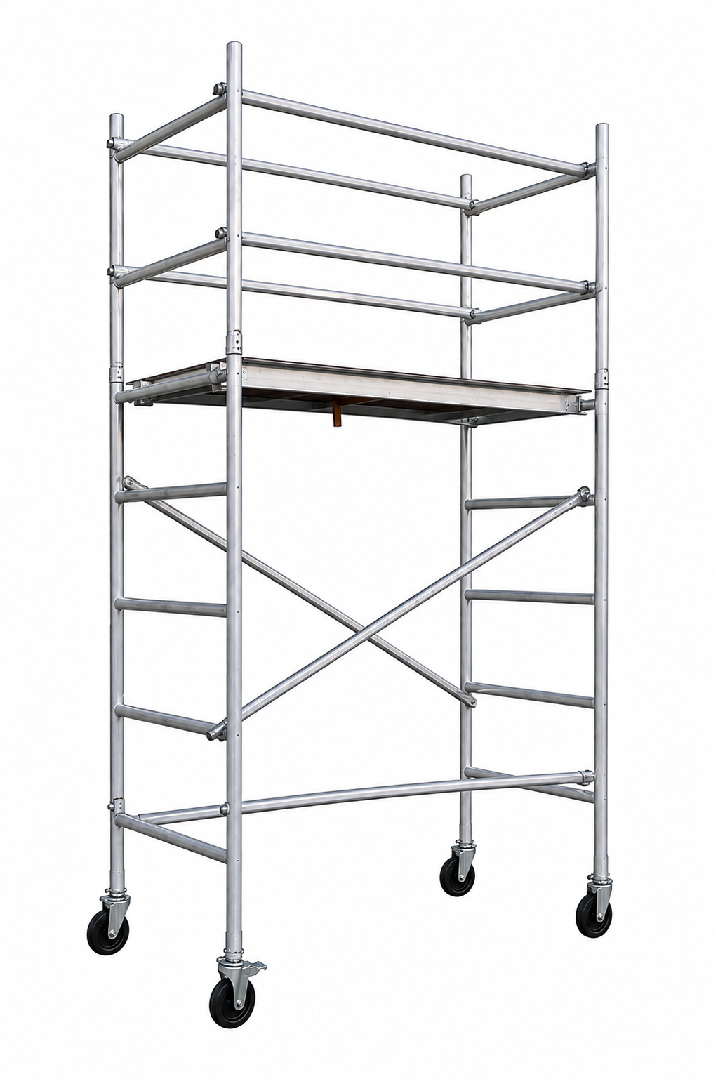 SINGLE WIDTH SCAFFOLD Size: 0.750(W) x 2.0(L) x 3.20 (H) , Platform Height - 2.20, Over All Height 3.20, Reaching Height 4.20 Metres