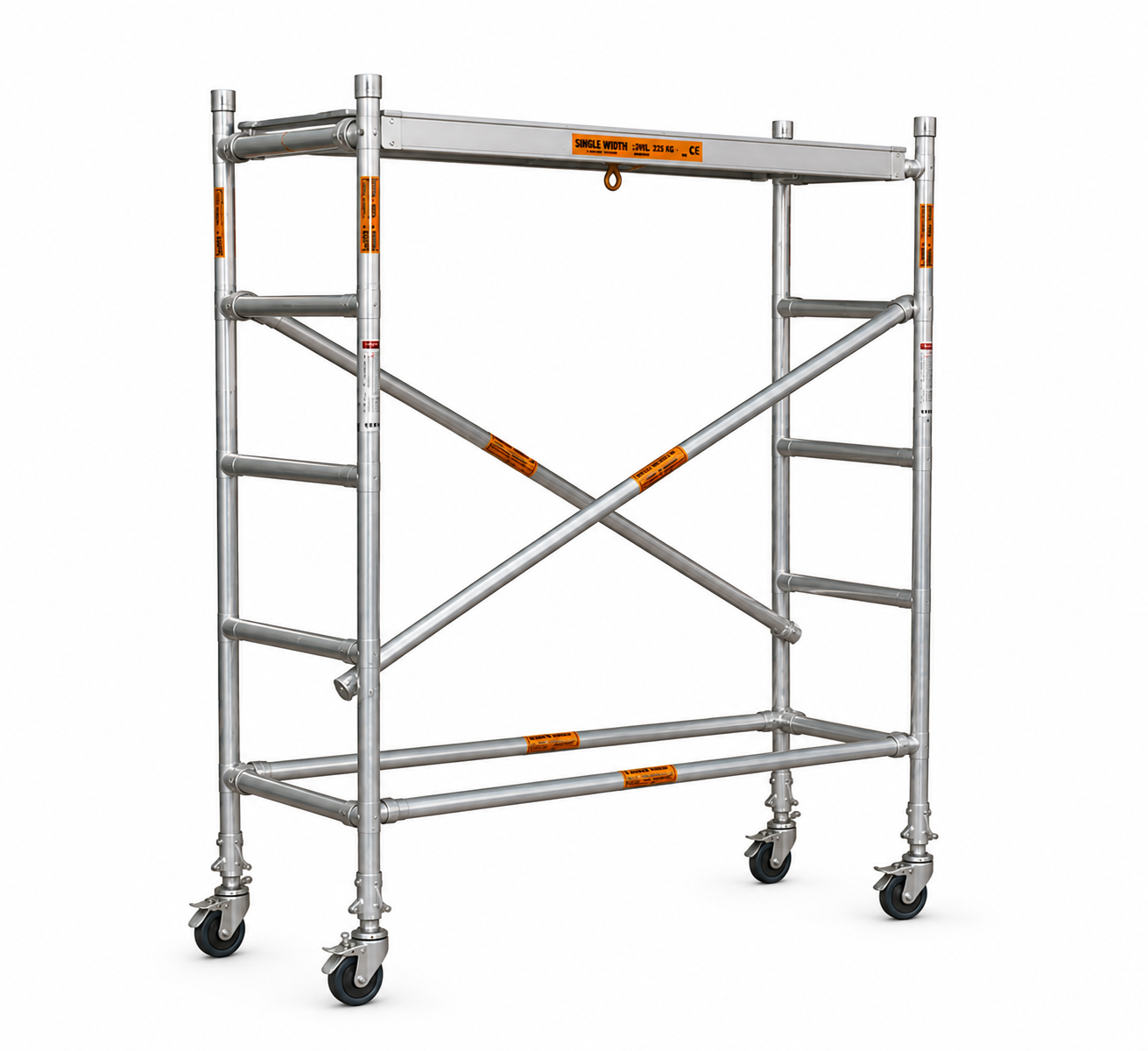 SINGLE WIDTH SCAFFOLD Size: 0.750(W) x 2.0(L) x 2.0 (H) , Platform Height - 2.0, Over All Height 2.0, Reaching Height 4.0 Metres