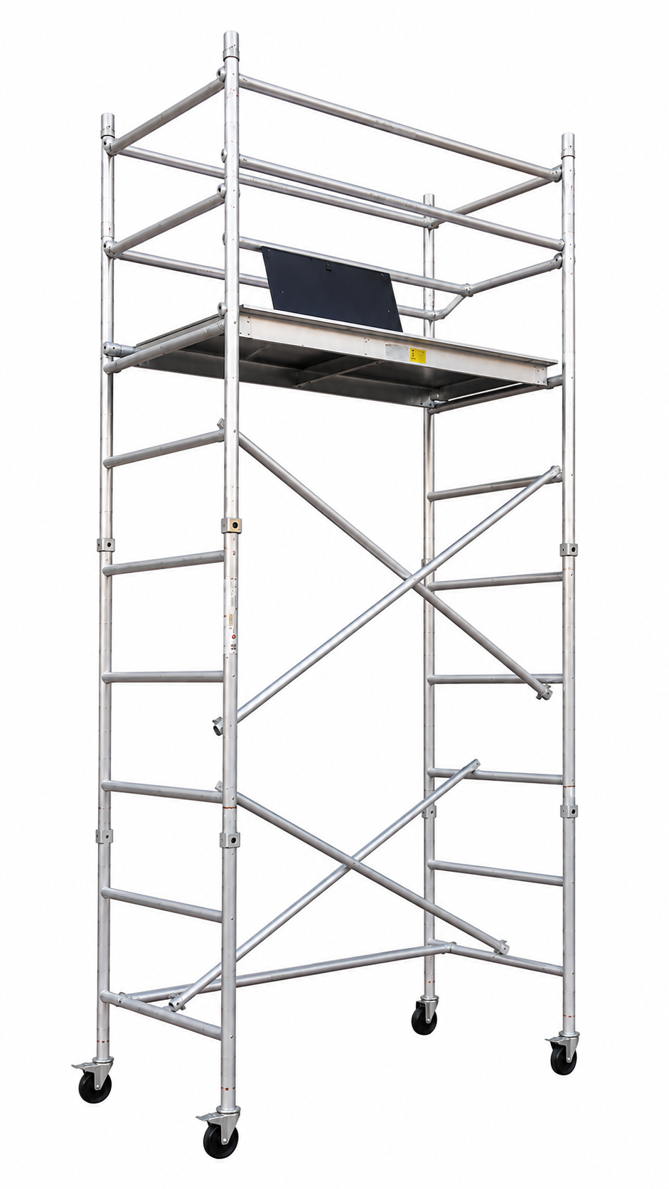 SINGLE WIDTH SCAFFOLD Size: 0.750(W) x 2.0(L) x 4.20 (H), Platform Height - 3.20, Over All Height 4.20, Reaching Height 5.20 Metres