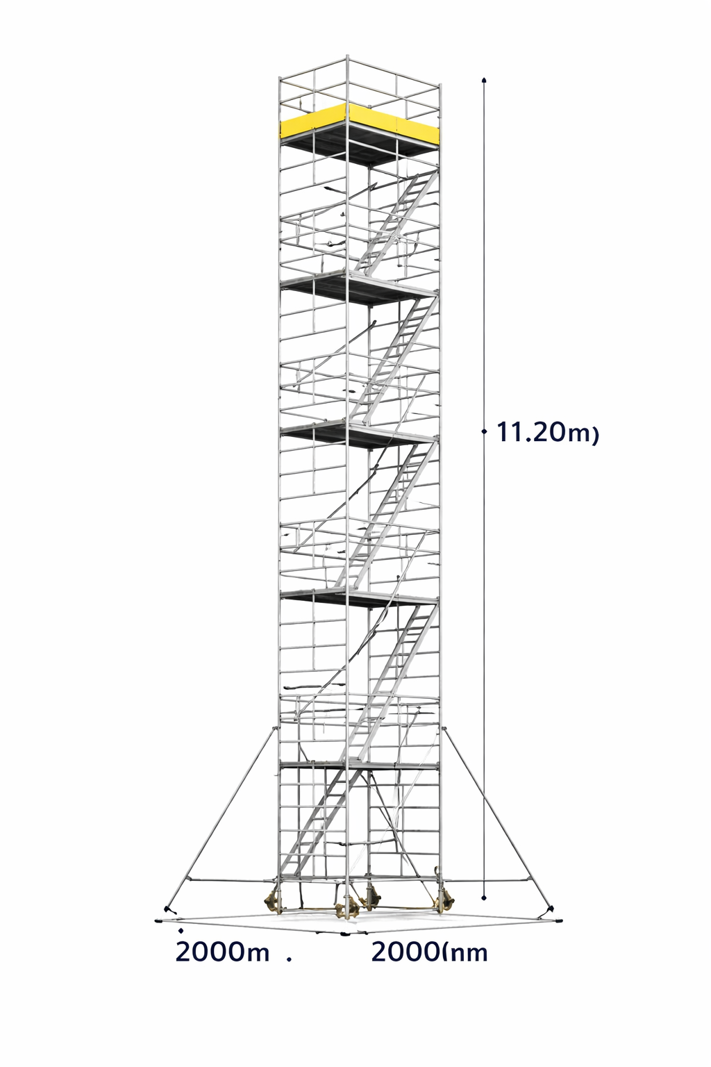 Stairway Scaffold – 1400(W) × 2000(L) × 11.20(H) - Platform Height - 10.30m, Over All Height 11.30m, Reaching Height 12.30m