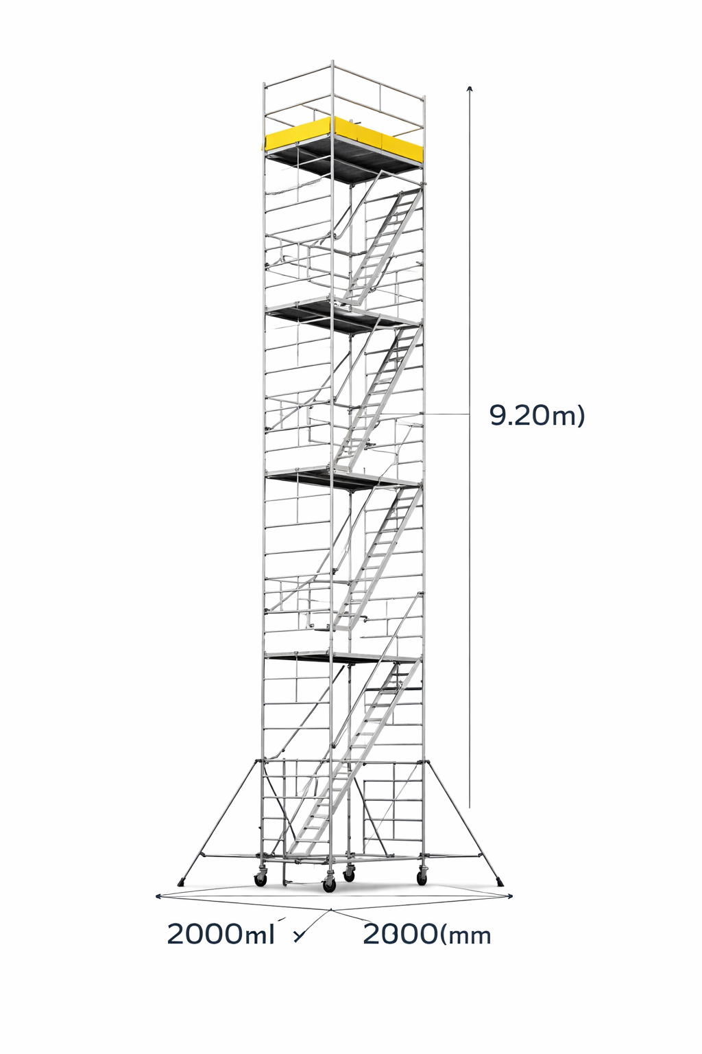 Stairway Scaffold 1400(W) × 2000(L) × 9.20(H) - Platform Height - 8.30m, Over All Height 9.30m, Reaching Height 10.30m