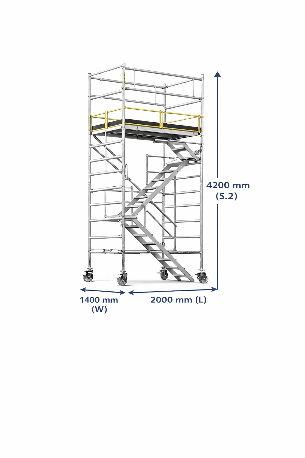 Aluminium Zigzag Stairway Scaffold Tower – 1.4 × 2.0 × 4.2 m