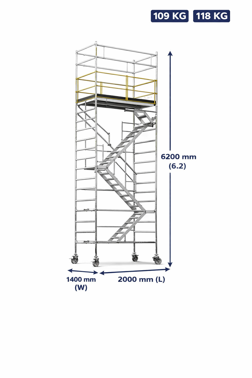 Zigzag Stairway Scaffold Tower – 1.4 × 2.0 × 5.2 m