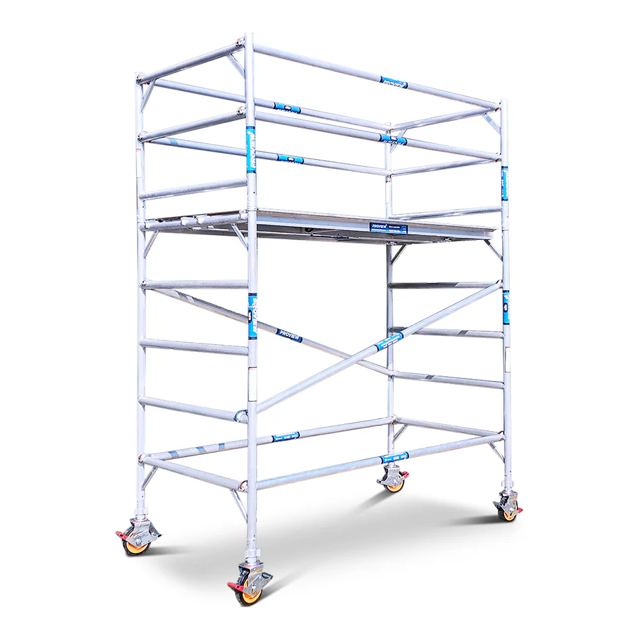 DIY Aluminium Mobile Stairway Scaffold Tower – Size: 1400(W) x 2.0(L) x 3.20 (H) - Platform Height - 2.20m, Over All Height 3.20m, Reaching Height 4.20m